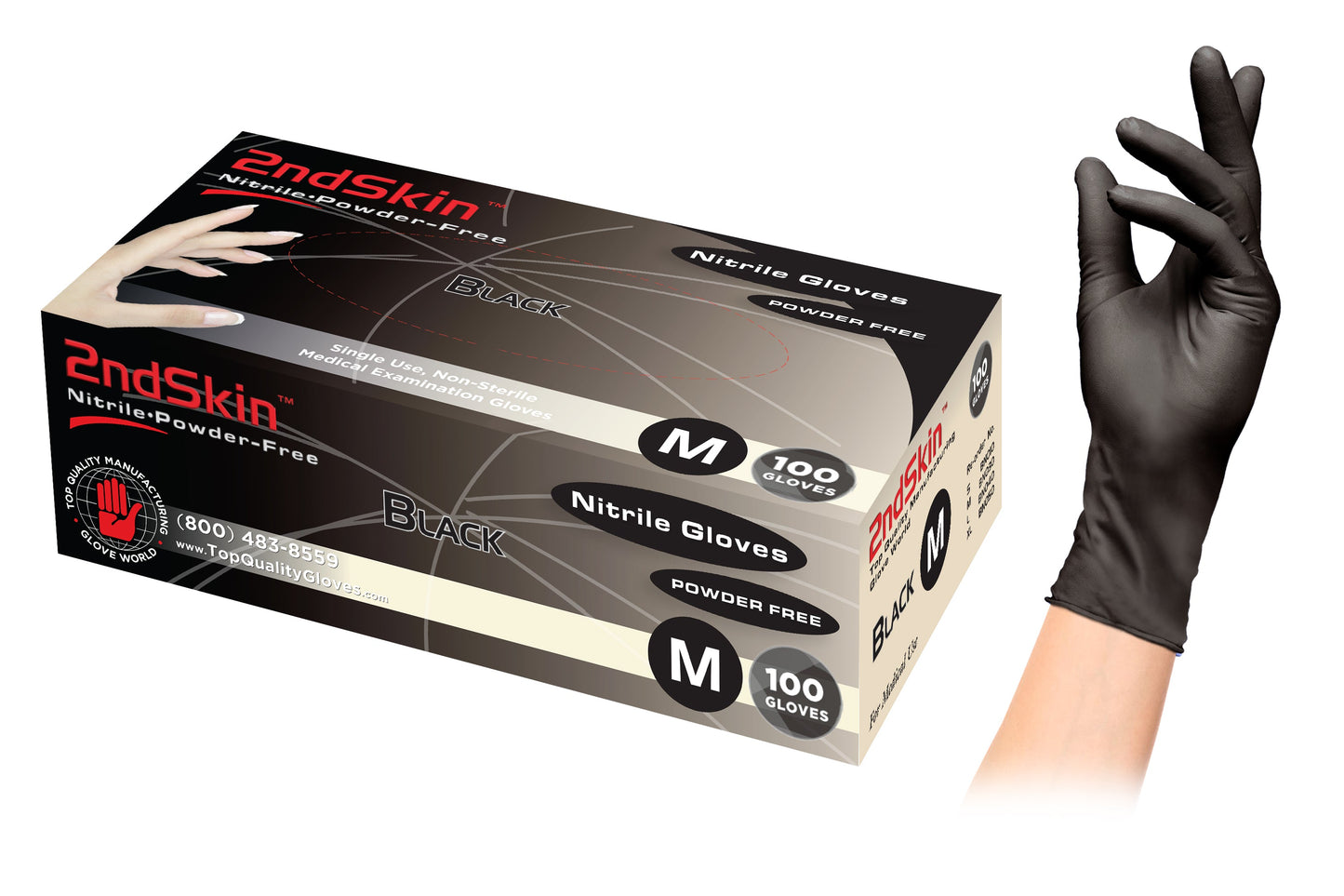 2NDSKIN NITRILE POWER-FREE SIZES: S, M, AND L 100 PK